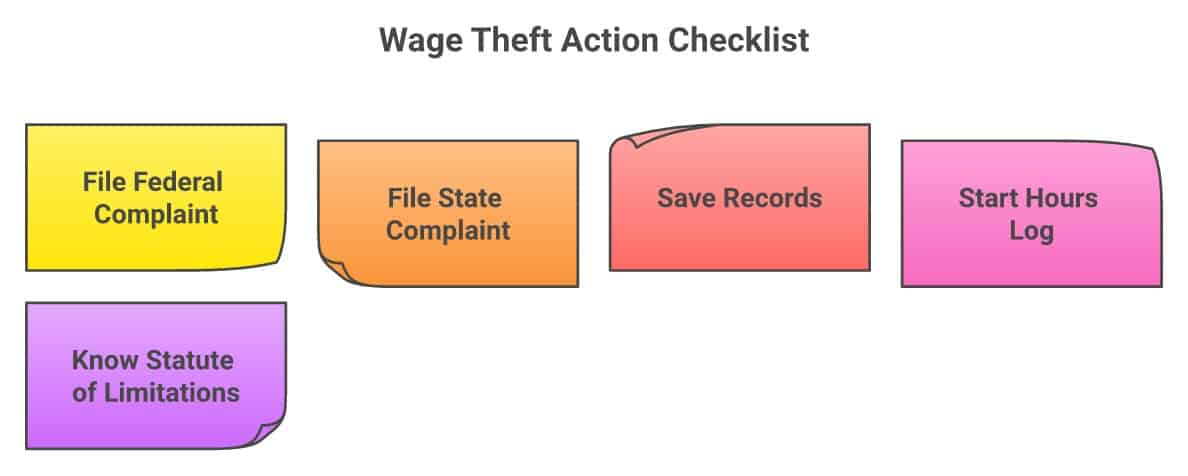 Five-step action checklist for filing a wage theft complaint