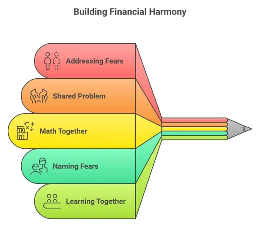 Visual chart illustrating strategies for building financial harmony and debt relief.