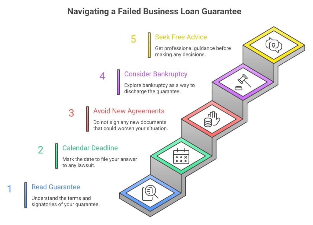 Five steps to take when a lender comes after you on a personal guarantee for a failed business - infographic