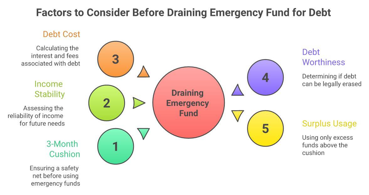 Five questions to decide whether to use your emergency fund to pay off debt - infographic