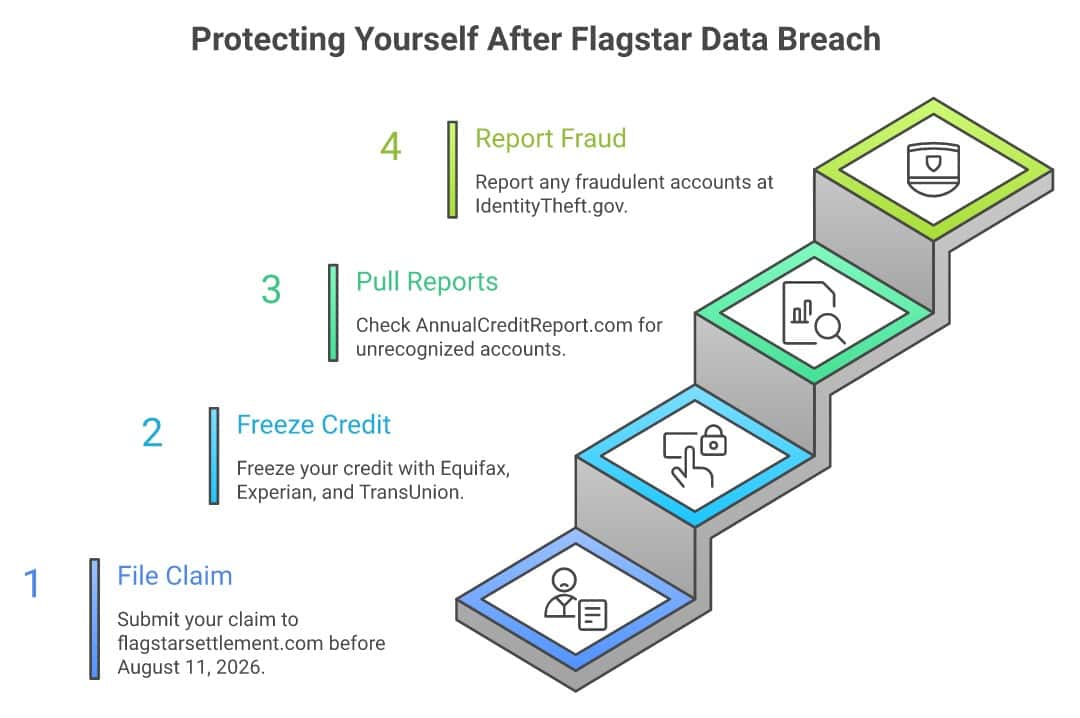 4 steps to protect yourself after the Flagstar Bank data breach settlement — infographic