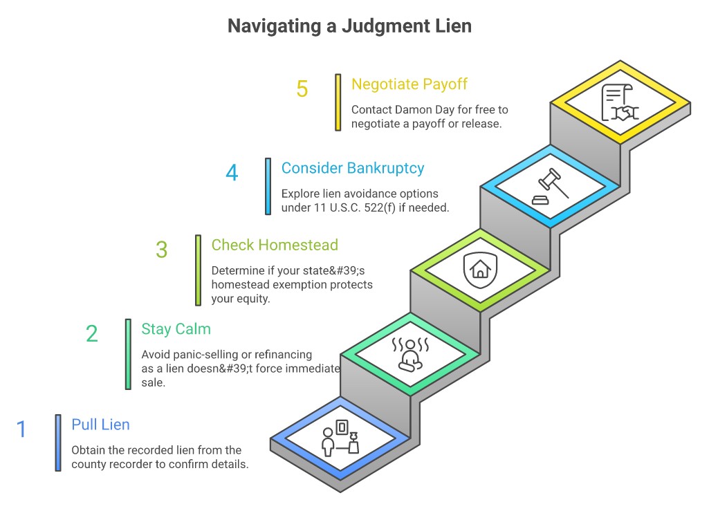 5 steps to take when a judgment lien is filed against your house - infographic