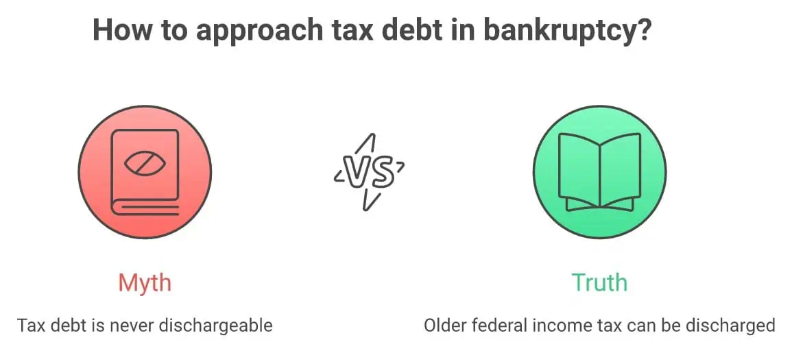 Myth vs. truth: tax debt in bankruptcy - the three timing tests and the traps that can defeat discharge - infographic