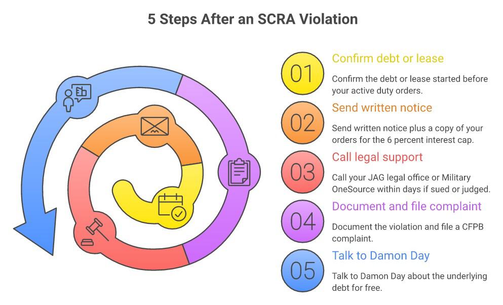 5 steps to take after an SCRA violation while deployed - infographic