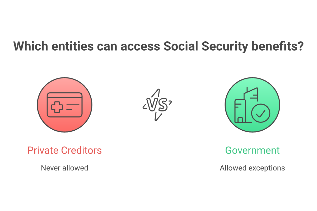 Social Security protection from creditors vs government exceptions - infographic