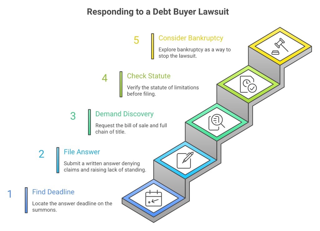 Five steps to take when a debt buyer sues you without proof - infographic