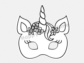 unicorn mask printable for coloring paper craft by happy paper time