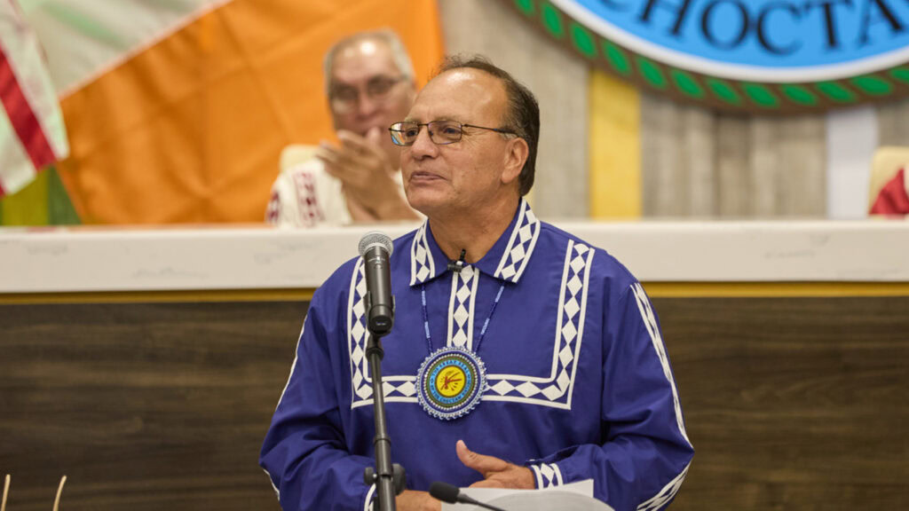 Chief Batton speaking at event