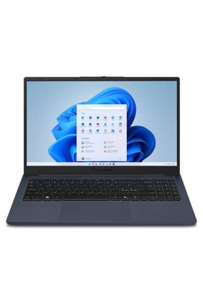 Moderne Windows 11 bærbar computer med åben skærm.