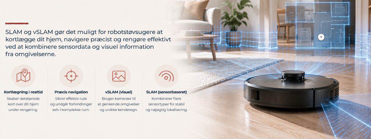 SLAM og vSLAM i robotstøvsugere