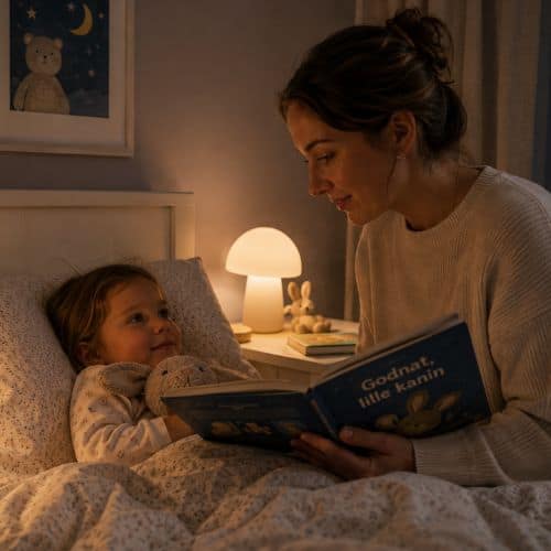 barn som får læst godnathistorie