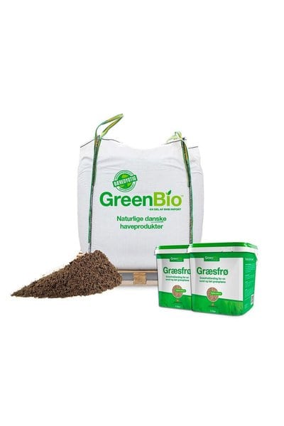 GreenBio Topdressing og 2 spande græsfrø