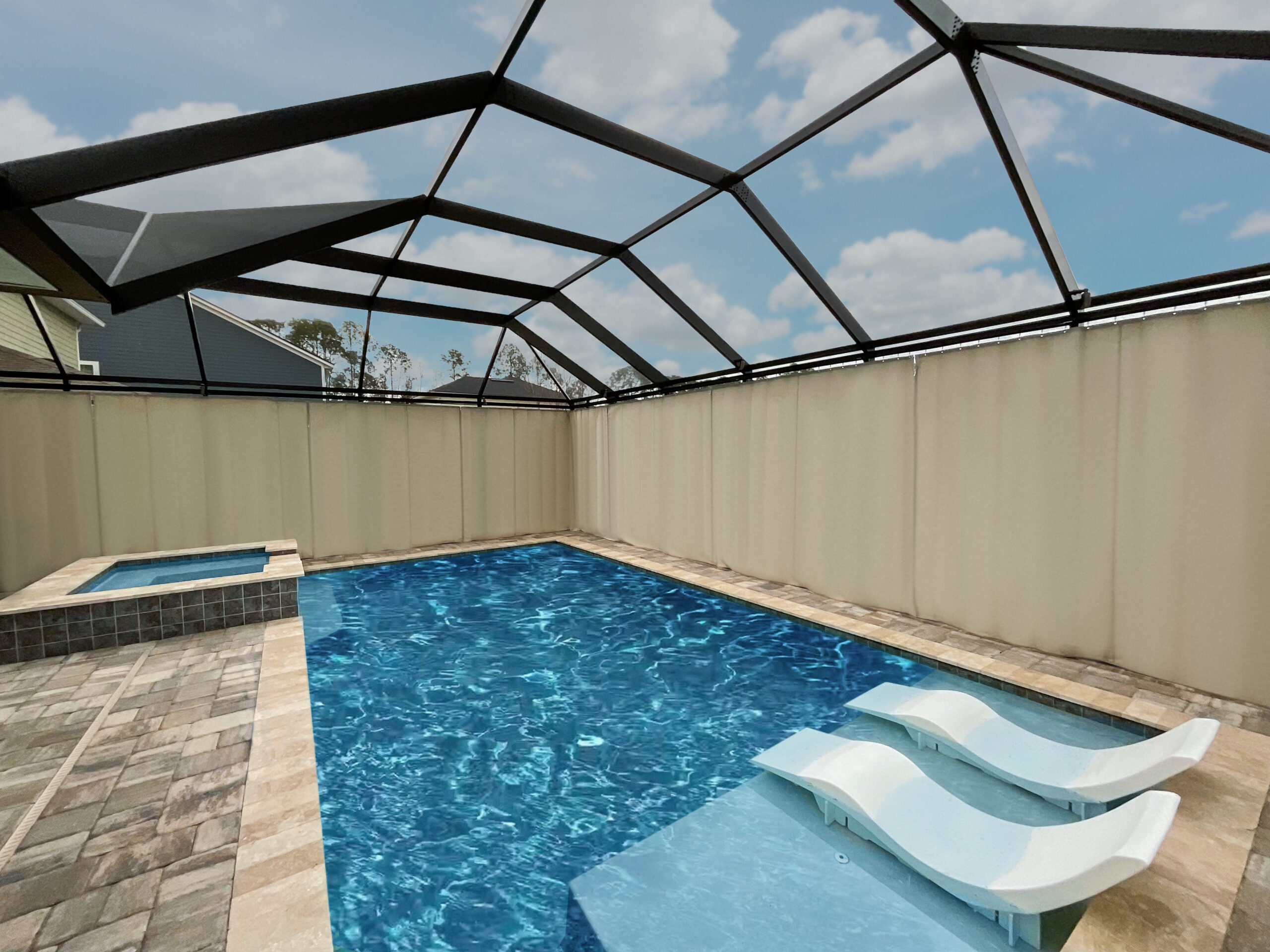 Enjoy your pool without the neighbors watching everything with our pool cage privacy curtains.