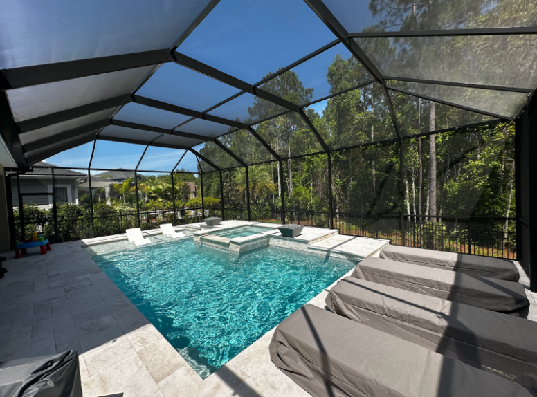 Large bird cage style pool screen enclosure.