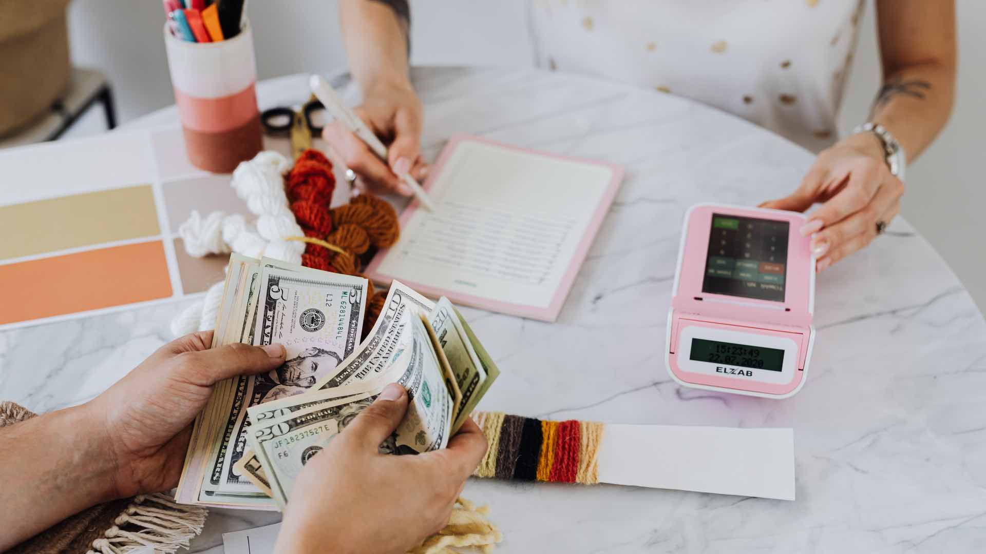 Modes Of Payment Hands Of Two People Using Different Payment Modes