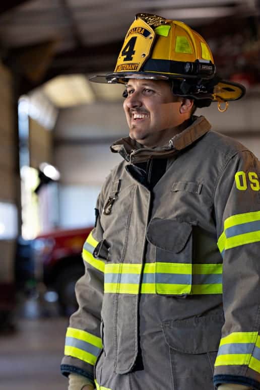 Jake Trujillo in his fireman's uniform
