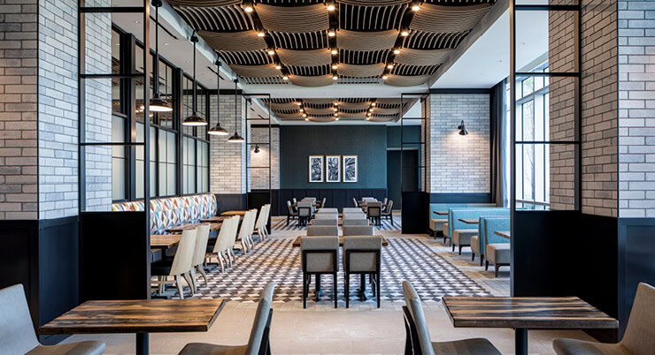 Choctaw hotel lobby interior with dining