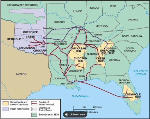 Library of Congress Archives photo of the Trail of Tears and Death Map