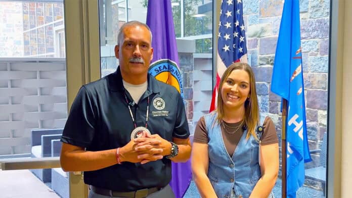Assistant Chief Jack Austin Jr. and Maggie Gotcher, Community Grant Coordinator