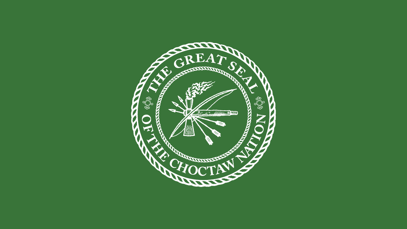 Choctaw seal on a green background