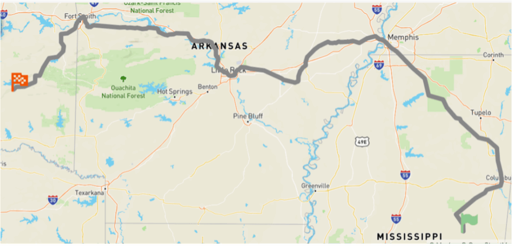 The Virtual Trail of Tears route for 2025.