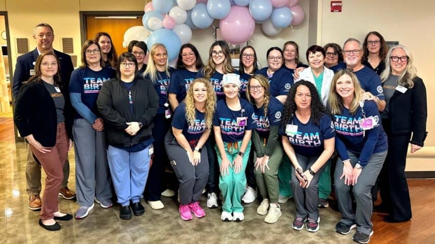 Choctaw Nation Labor & Delivery Unit celebrates the launch of TeamBirth with OPQIC representatives.