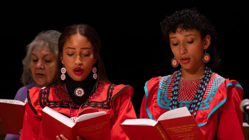 Choctaw women signing hymns