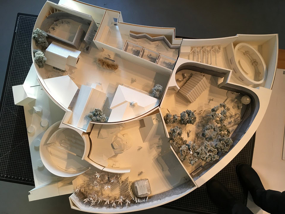 Aplanning model of the Choctaw Cultural Center's permanent exhibits