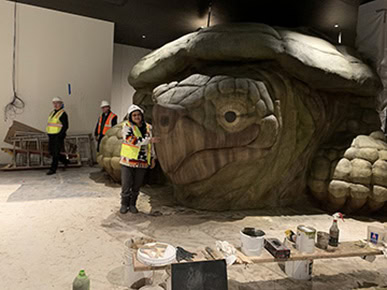 Sue Folsom during construction of the Children's Activity Room at the Choctaw Cultural Center