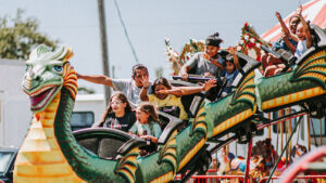 Festival goers enjoying a ride