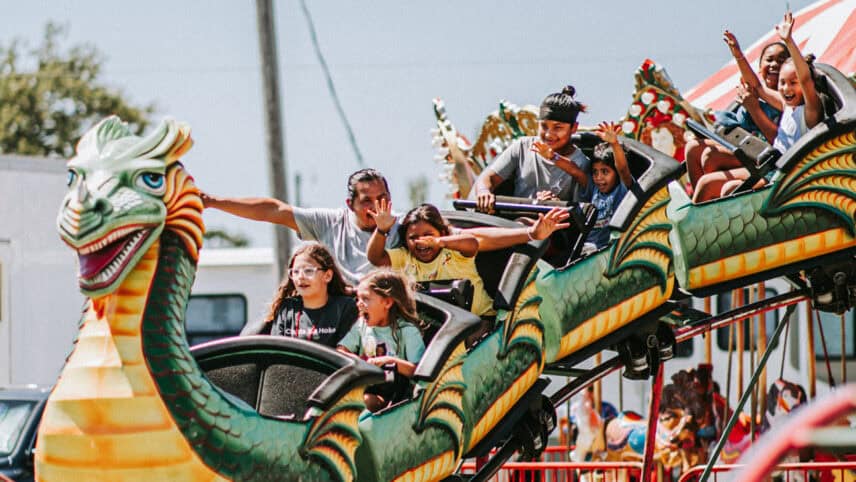 Festival goers enjoying a ride