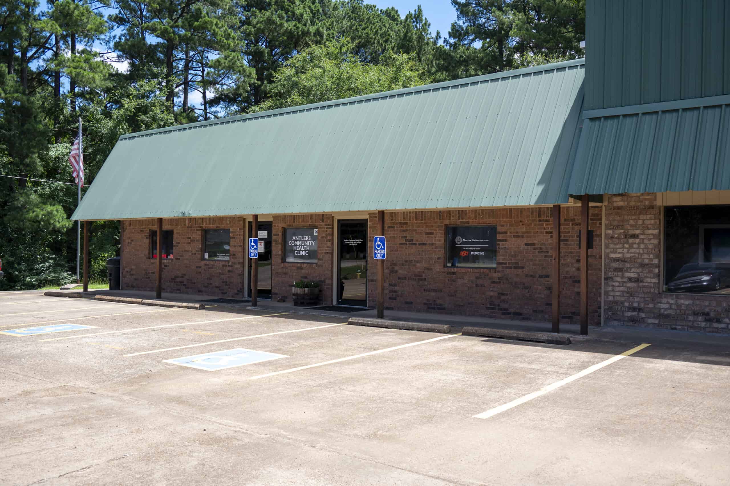 The entrance to the Antlers Community Health Clinic