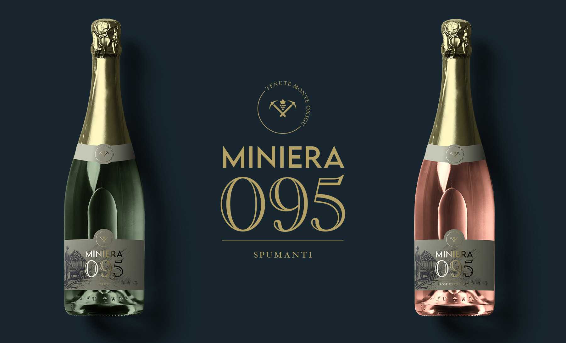 Il logo della linea Miniera 095 ha un richiamo vintage nel modo in cui è stata gestita la tipografia, alternando font bastoni con font graziati.