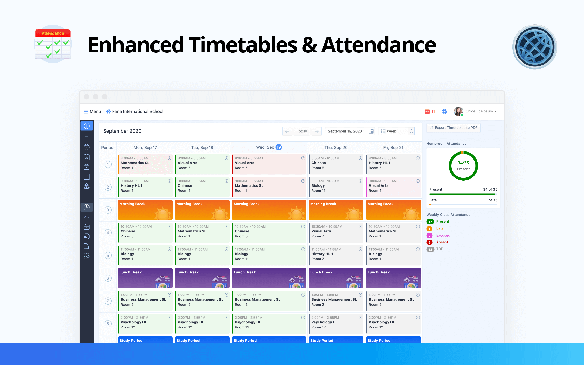 Enhanced Weekly Timetable & Attendance