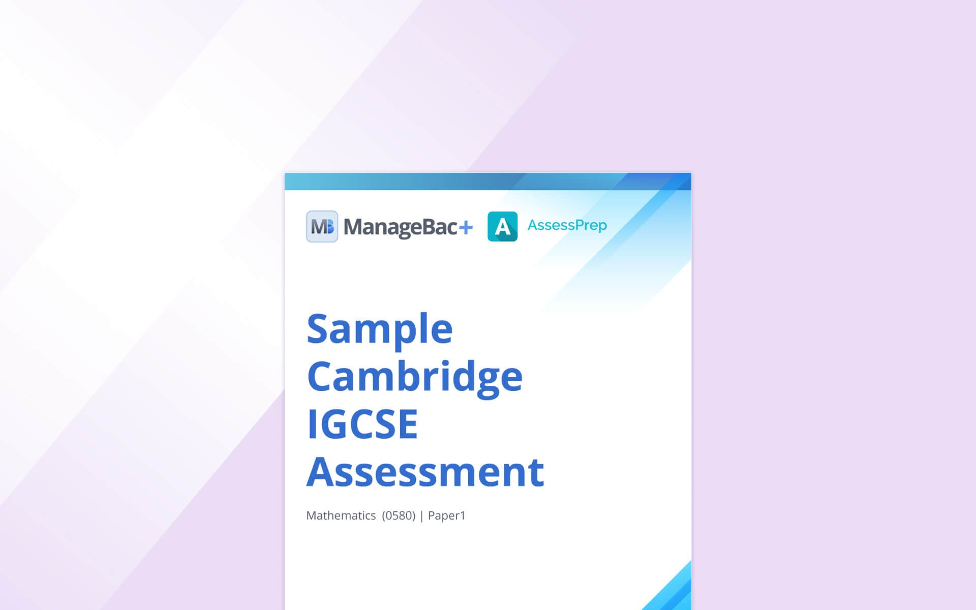 ManageBac Sample Cambridge Igcse Assessment: Mathematics