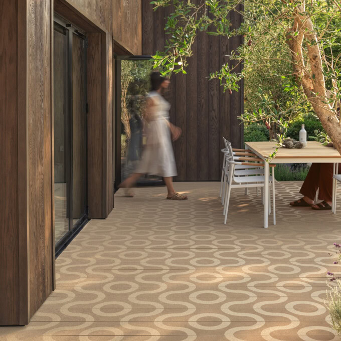 Millboard Contour decking in Golden Oak