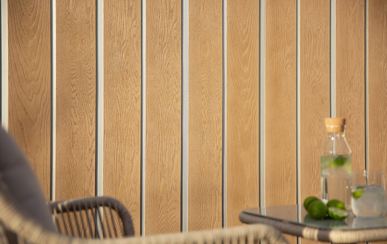 Millboard Shadow Line cladding in Golden Oak