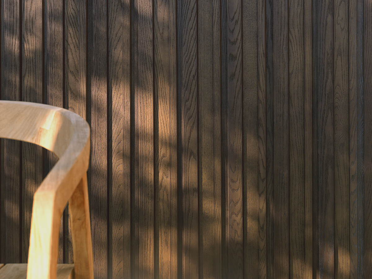 Millboard Board and Batten cladding in Antique Oak