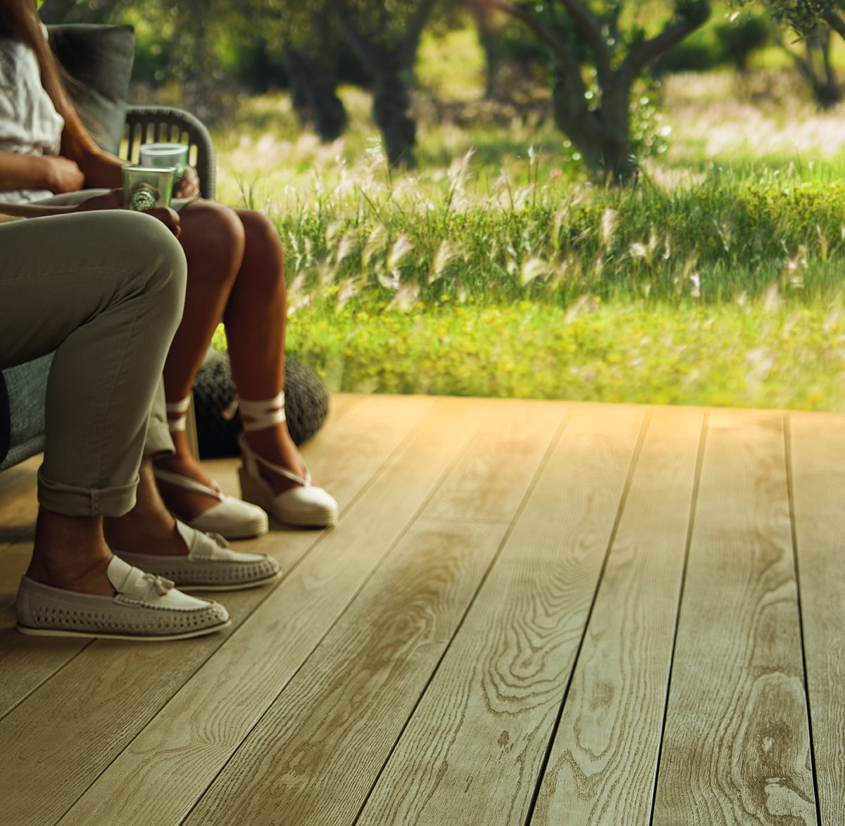 Millboard Enhanced Grain decking in Golden Oak