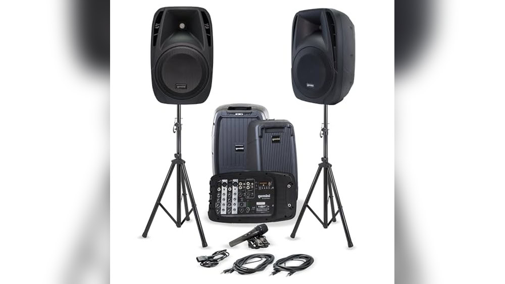 Gemini Portable PA System with Stands: Ultimate 600W Bluetooth Powered Setup