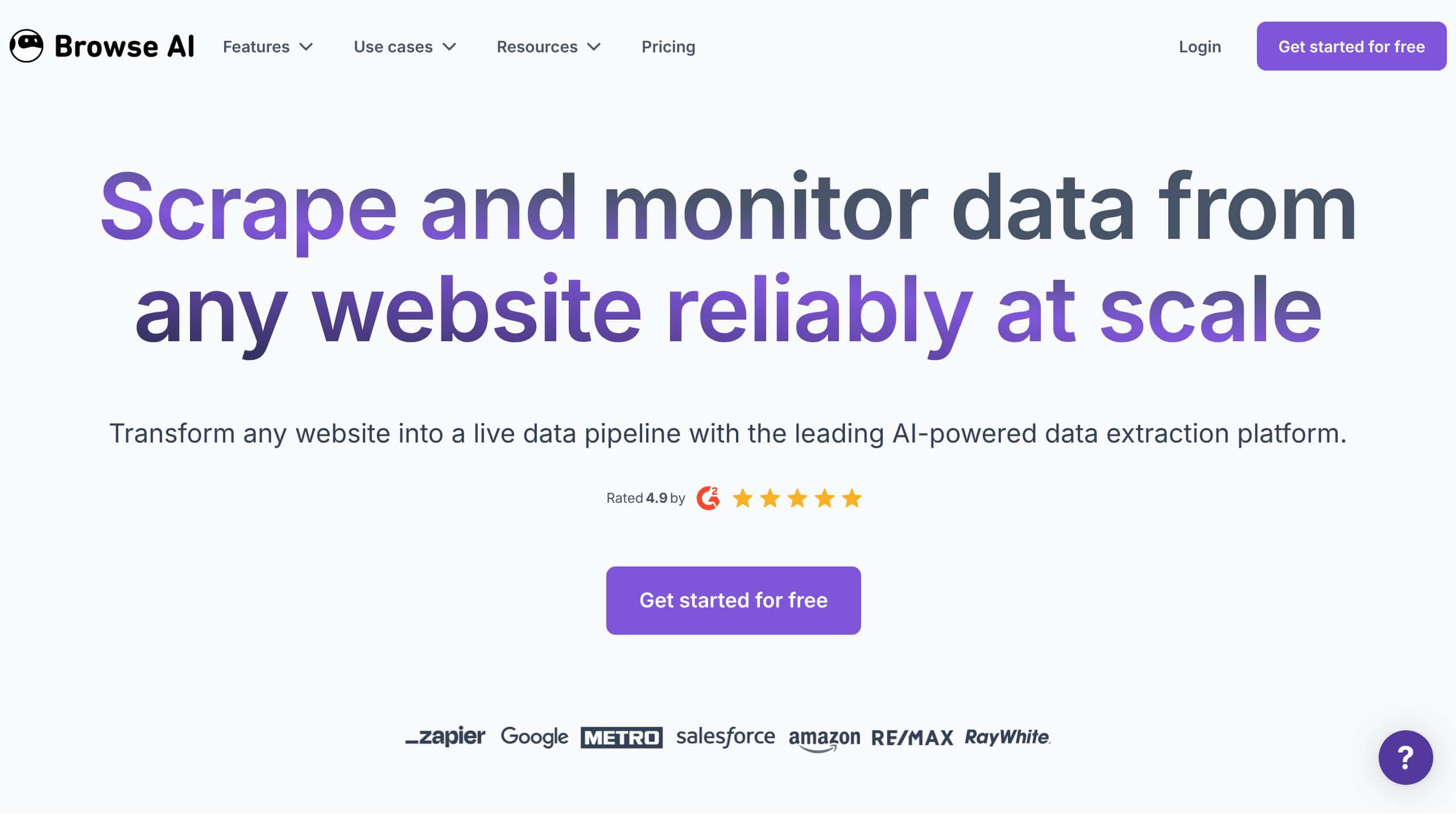 Browse AI web scraping tool with no-code robot builder