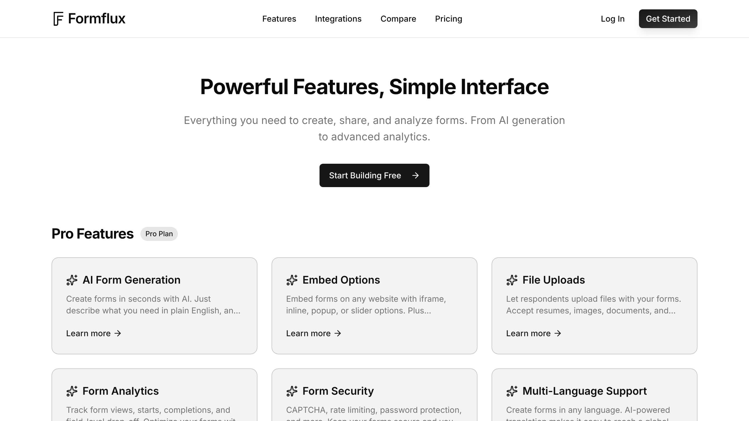 FormFlux features overview page