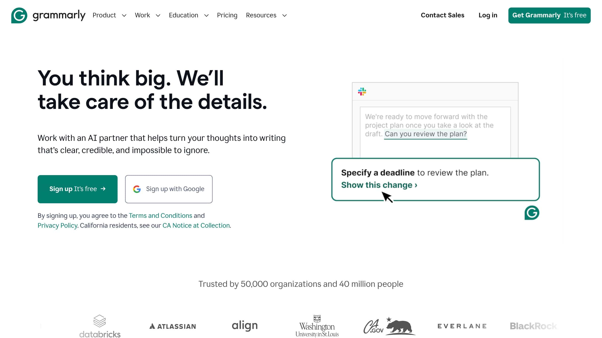 Grammarly writing assistant with AI content detection