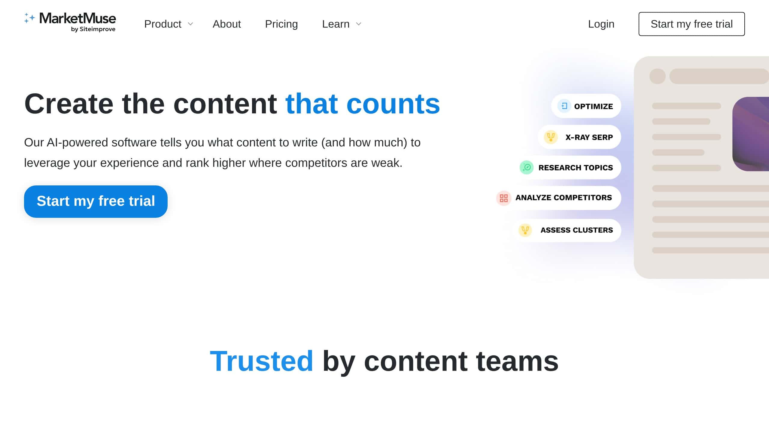 MarketMuse topic authority and content planning platform