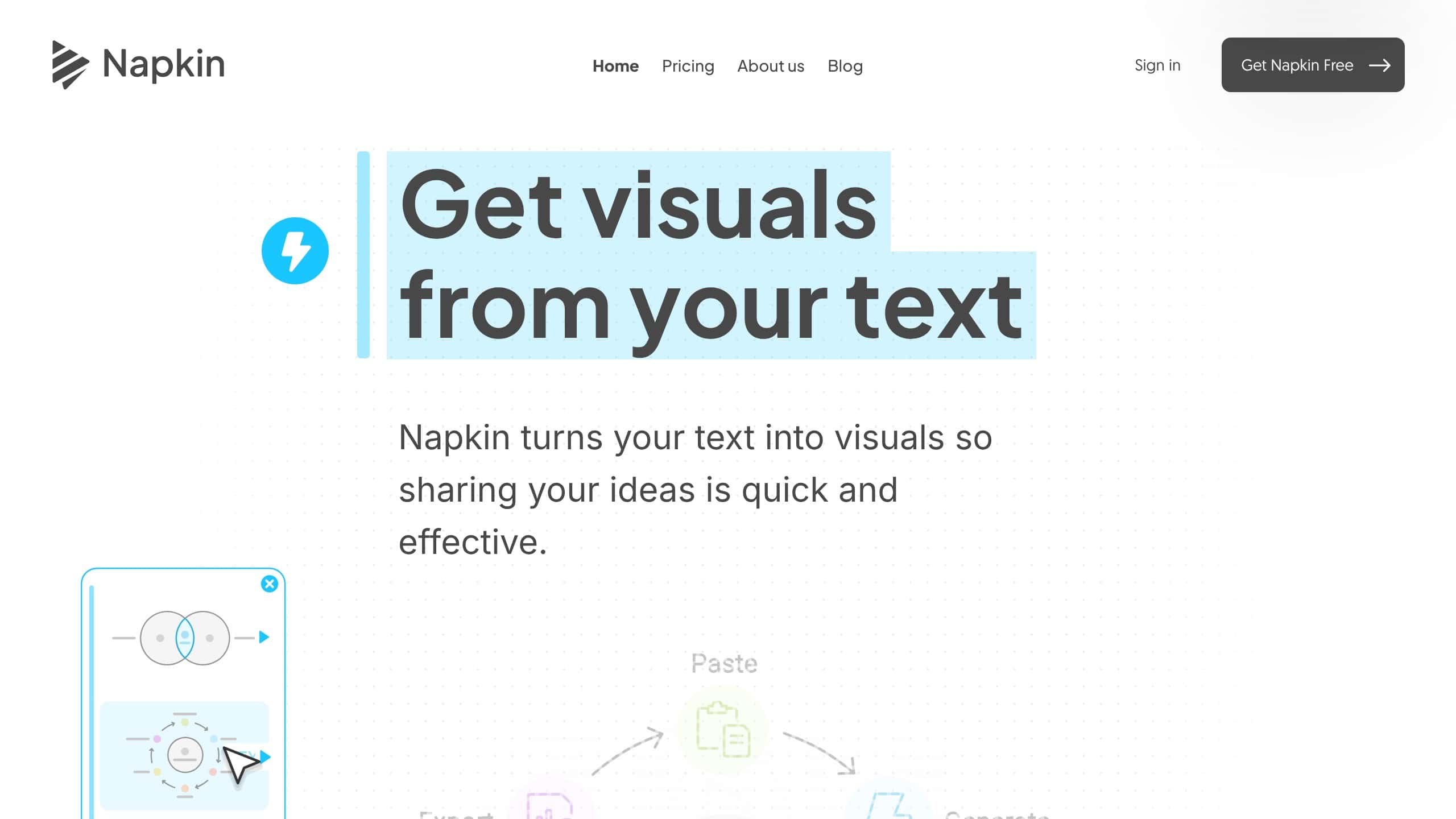 Napkin AI text-to-infographic visual content creator