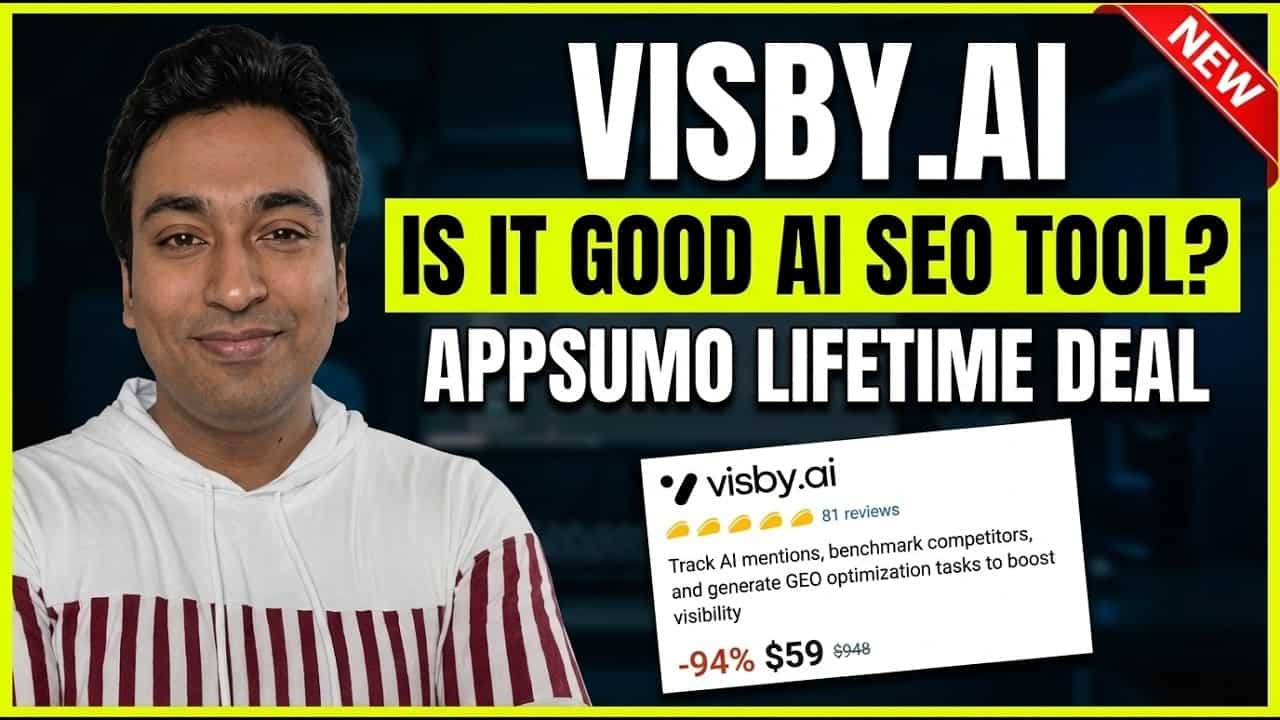 video thumbnail for 'Visby AI Review: Best GEO Tracking Lifetime Deal in Appsumo?'