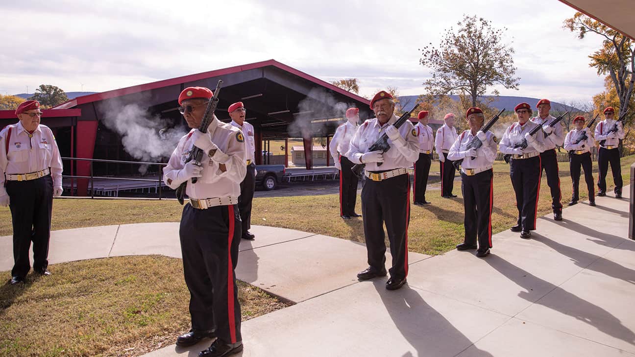 21 gun salute at the Choctaw Veterans Day Ceremony