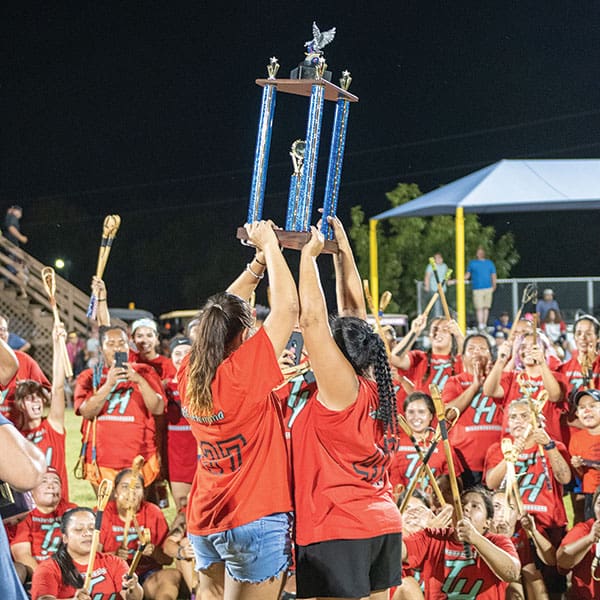 Tvshka Homma Ohoyo hold up the championship trophy