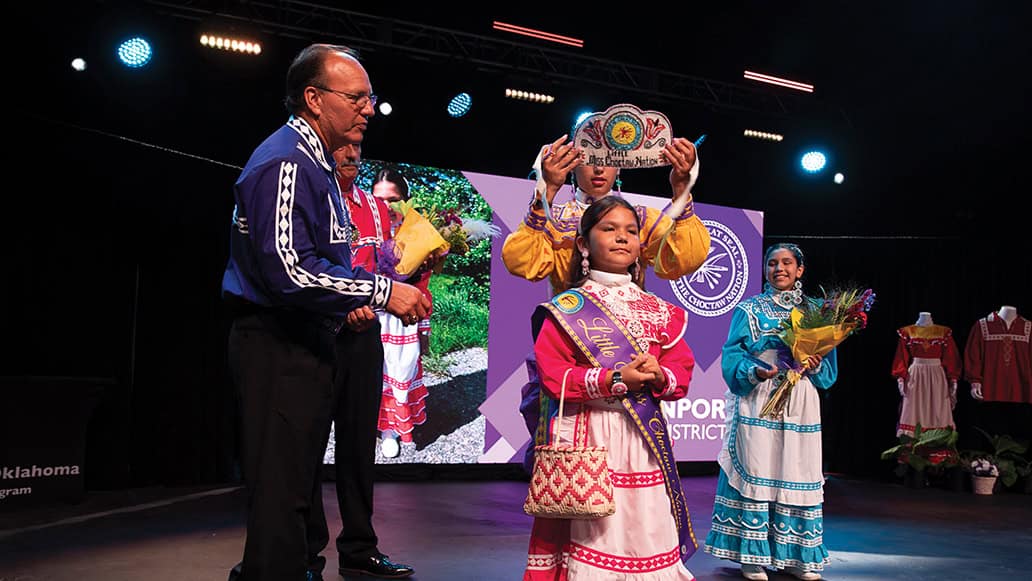 Little Miss Choctaw Nation is crowned onstage.