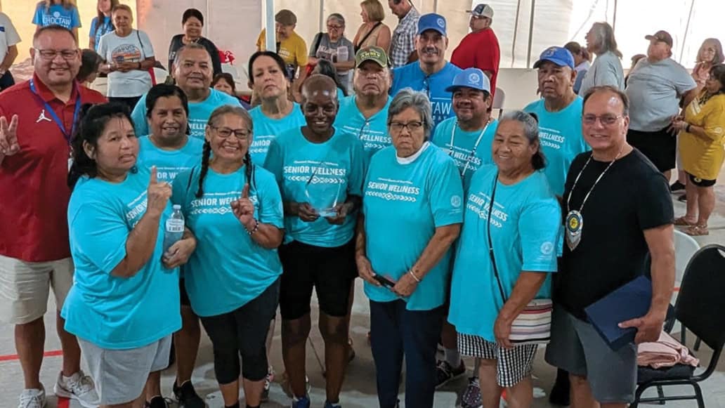 District 2 sweeps elder chair volleyball.